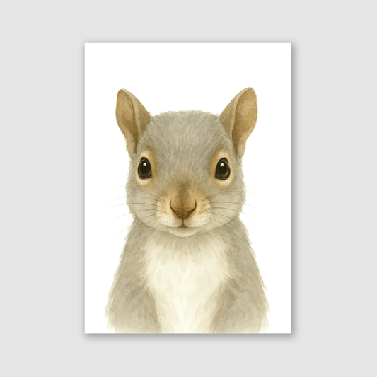 Baby Grey Squirrel Nursery Print - Woodland Animal Collection