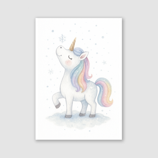 Unicorn In The Snow Print - Unicorns Collection