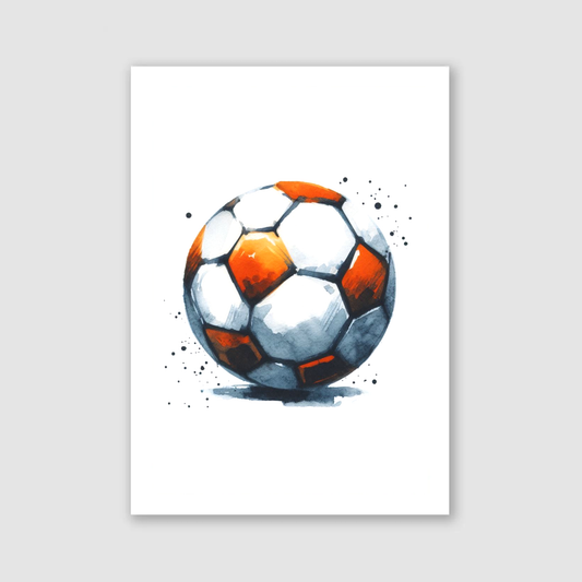 Orange & White Football Print - Football Collection