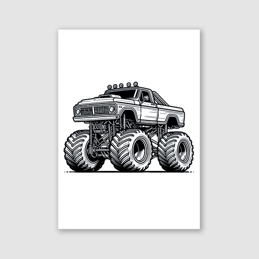 Monster Truck Line Art Print - Vehicles Collection
