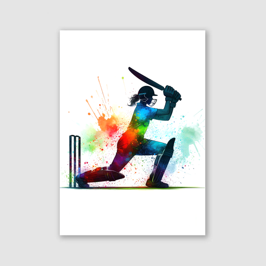Colourful Girl Cricketer Print - Cricket Collection
