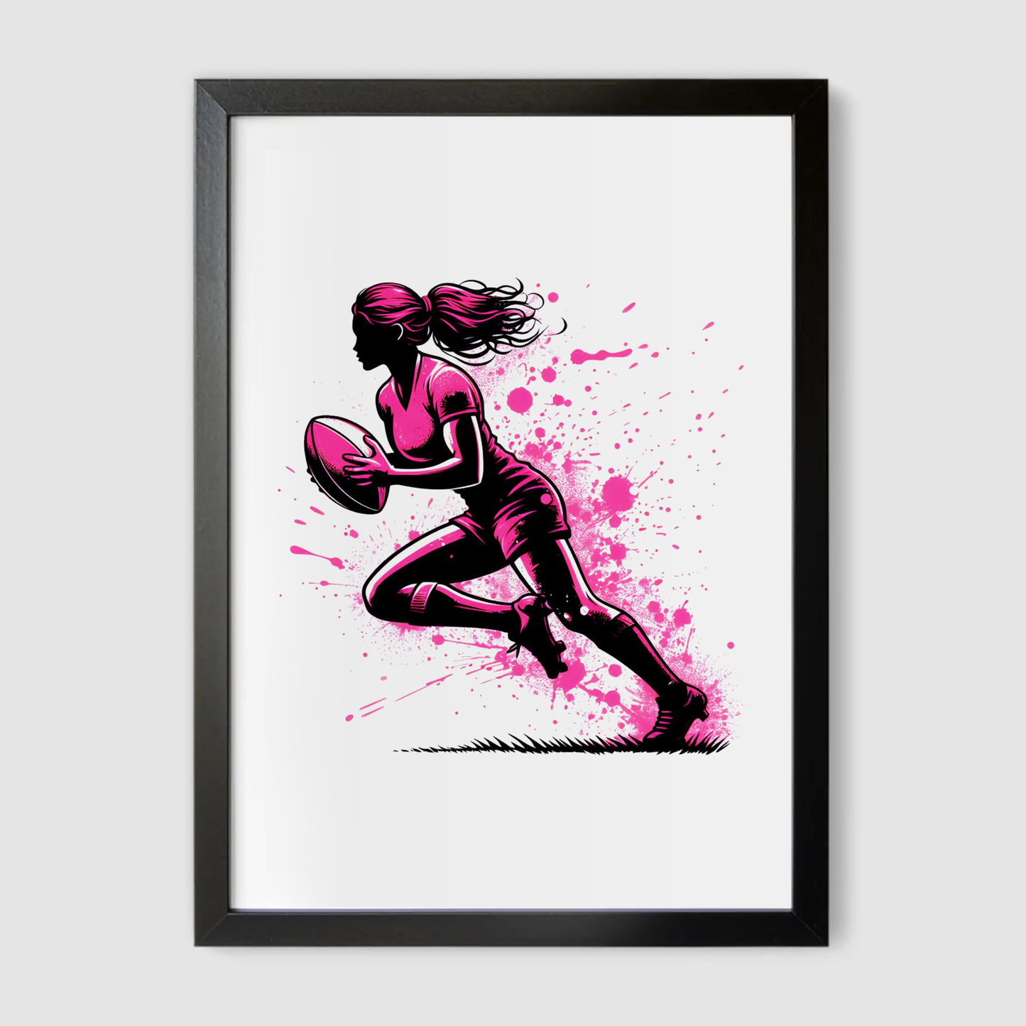 Pink Girl Rugby Player Print - Rugby Collection