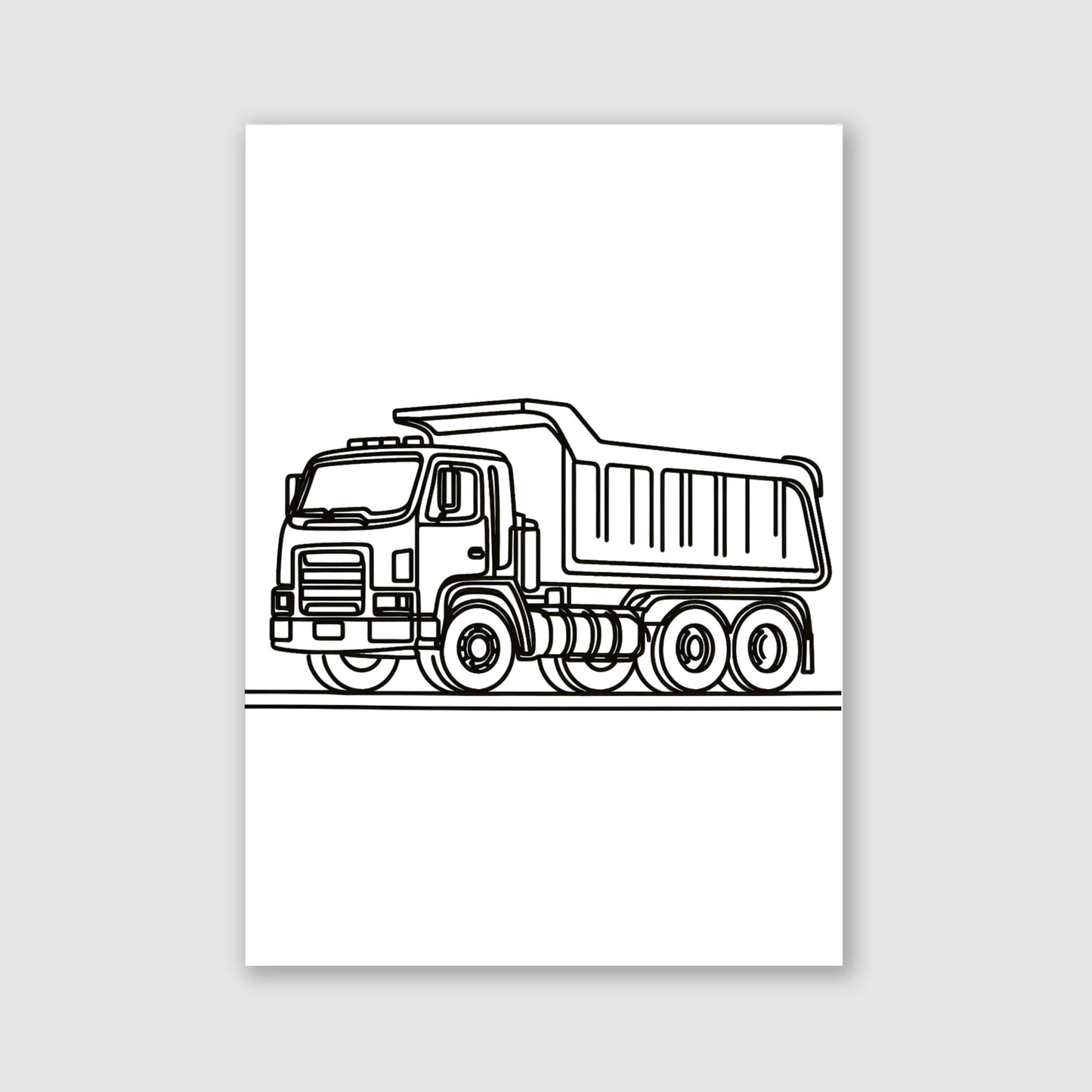 Dump Truck Line Art Print - Construction Collection