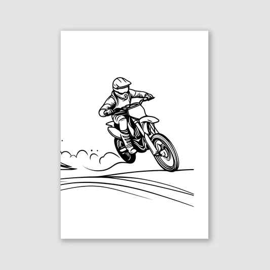 Motocross Line Art Print - Biking & BMX Collection