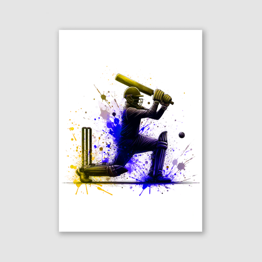 Yellow & Blue Cricketer Print - Cricket Collection