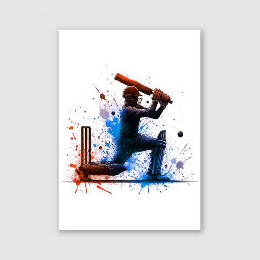 Orange & Blue Cricketer Print - Cricket Collection