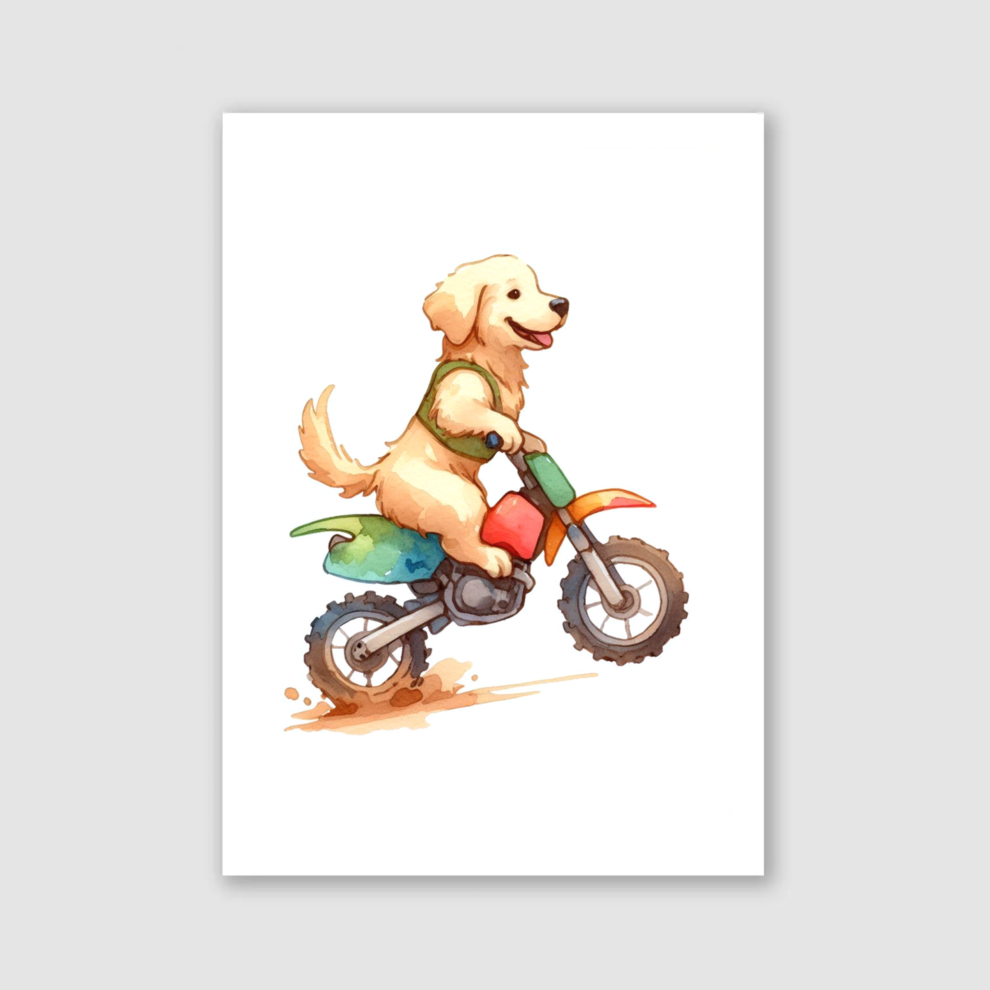 Golden Retriever Biker Print - Animal Motorbike Nursery Collection