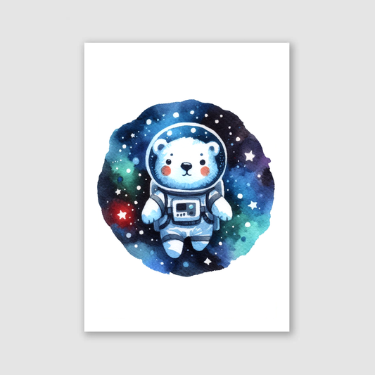 Polar Bear Spaceman Print - Nursery Space Collection