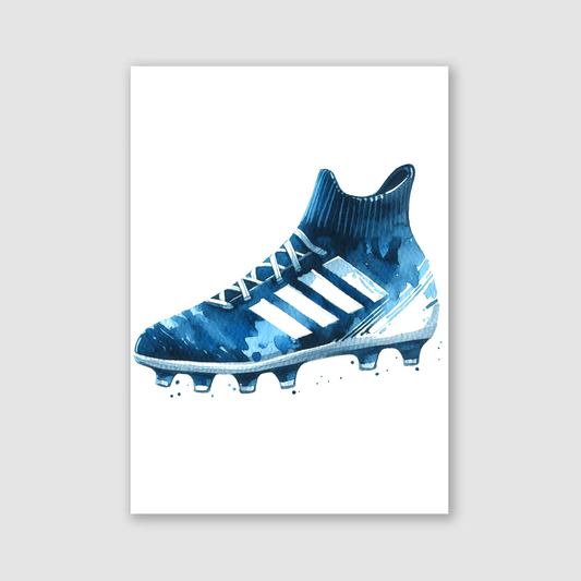 Blue & White Football Boot Print - Football Collection