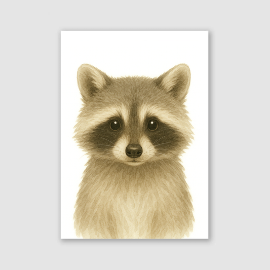 Baby Racoon Nursery Print - Woodland Animal Collection