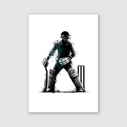 Black & White Cricketer Print - Cricket Collection