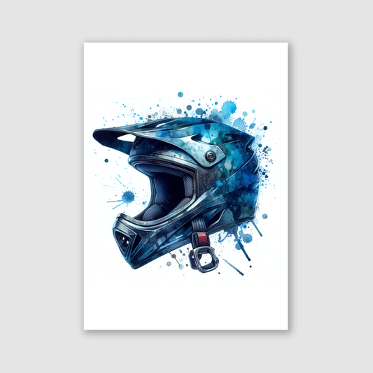 Blue BMX Helmet Print - Biking & BMX Collection