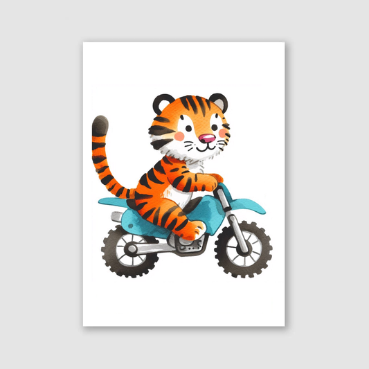 Tiger Biker Print - Animal Motorbike Nursery Collection