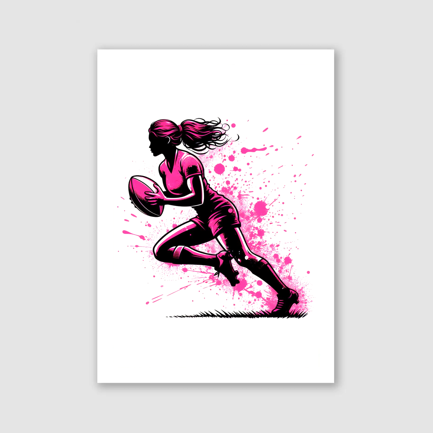 Pink Girl Rugby Player Print - Rugby Collection