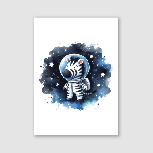 Zebra Spaceman Print - Nursery Space Collection