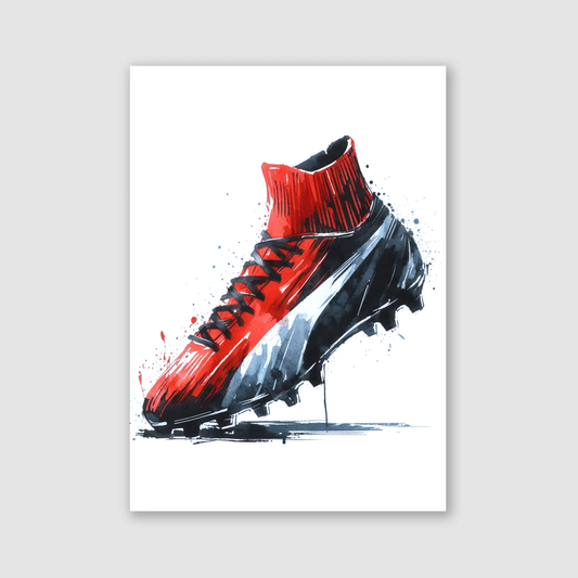 Red & Black Football Boot Print - Football Collection