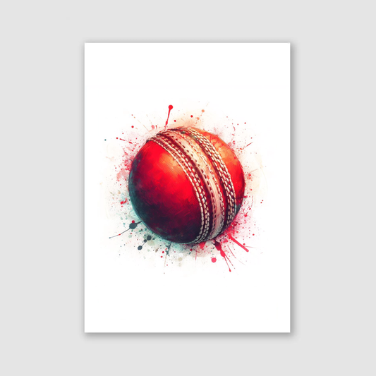 Red Cricket Ball Print - Cricket Collection