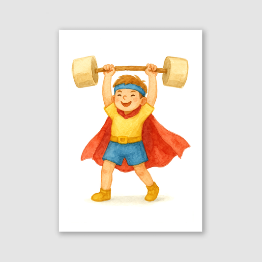 Boy Superhero Weightlifter Print - Superhero Collection