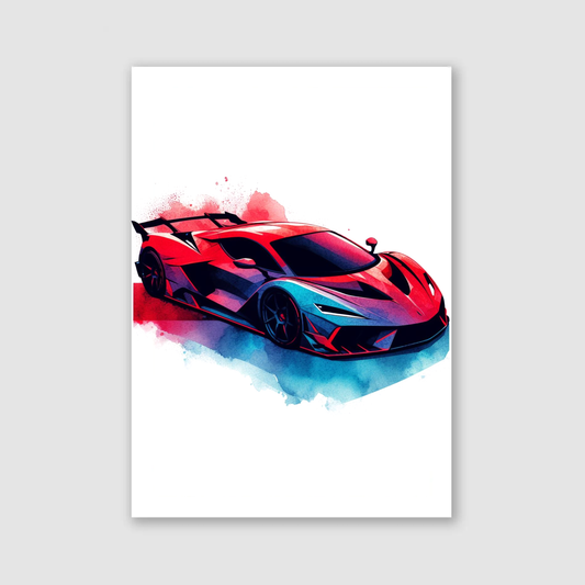 Red & Blue Supercar Print - Vehicles Collection