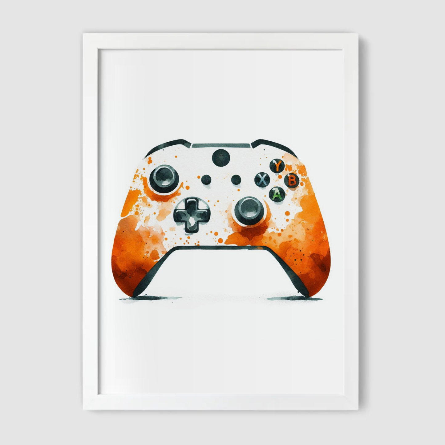 Orange & White Controller Art Print - Gaming Collection