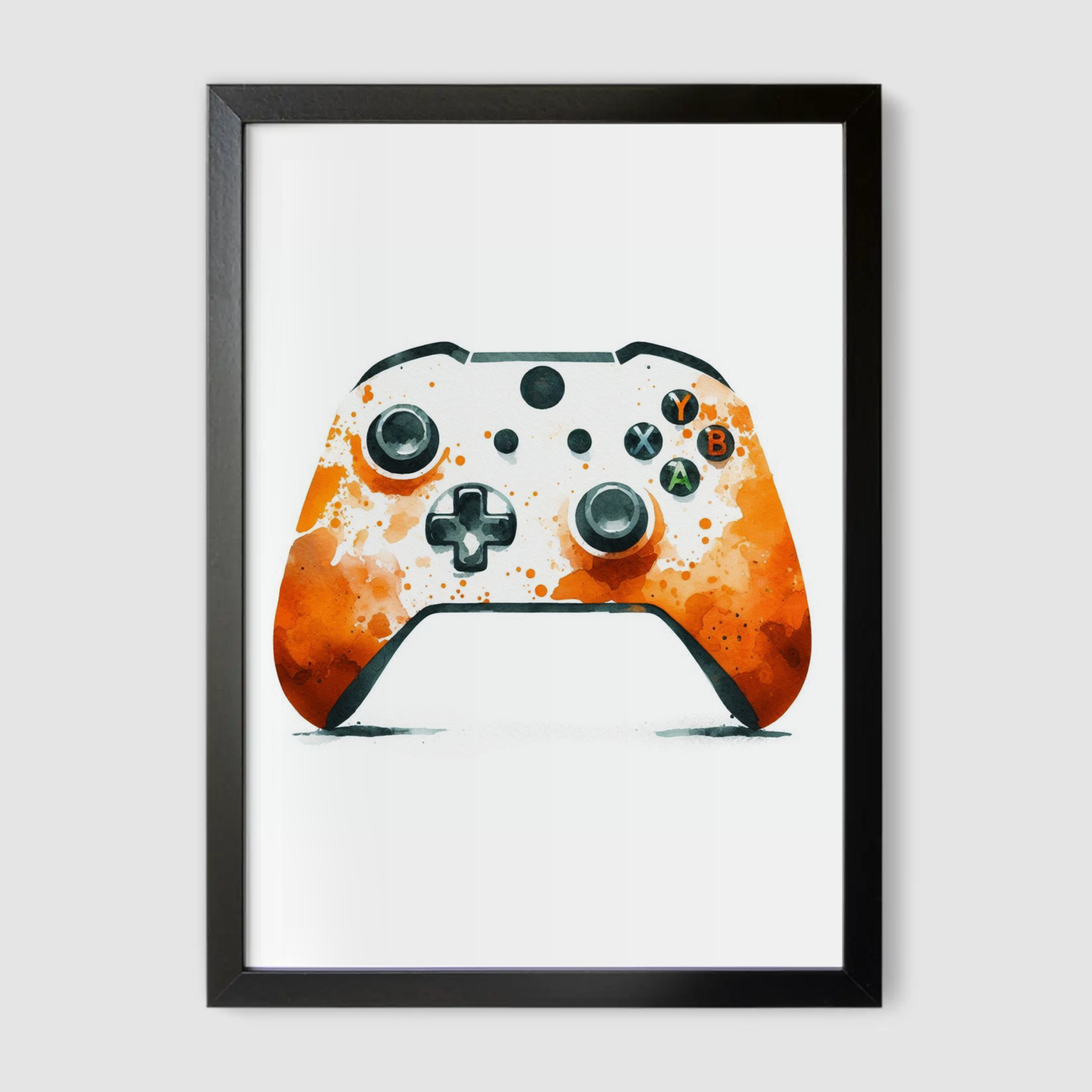 Orange & White Controller Art Print - Gaming Collection