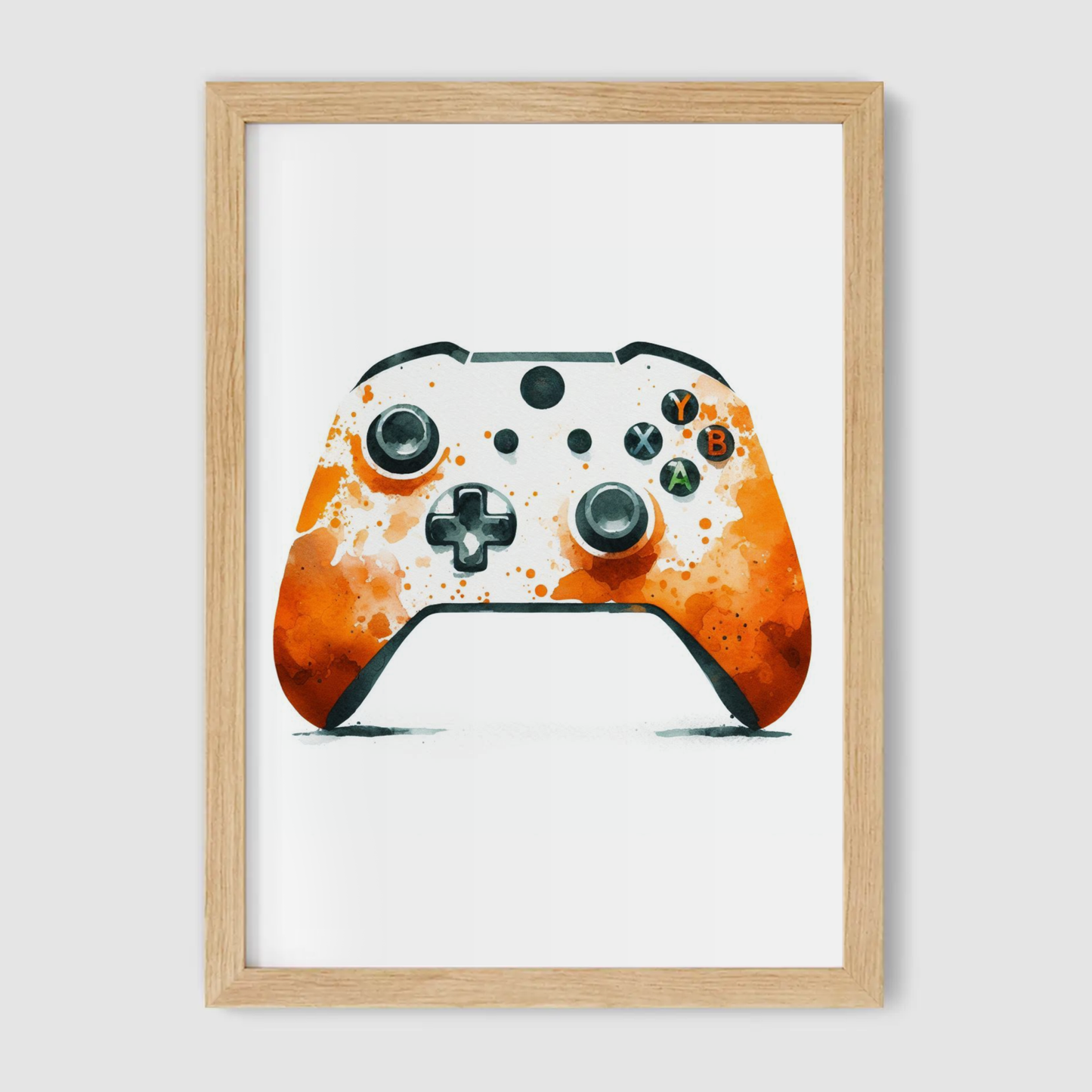 Orange & White Controller Art Print - Gaming Collection