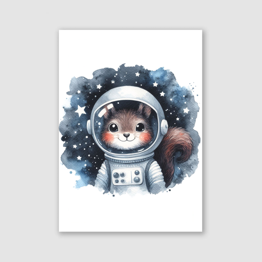 Squirrel Spaceman Print - Nursery Space Collection