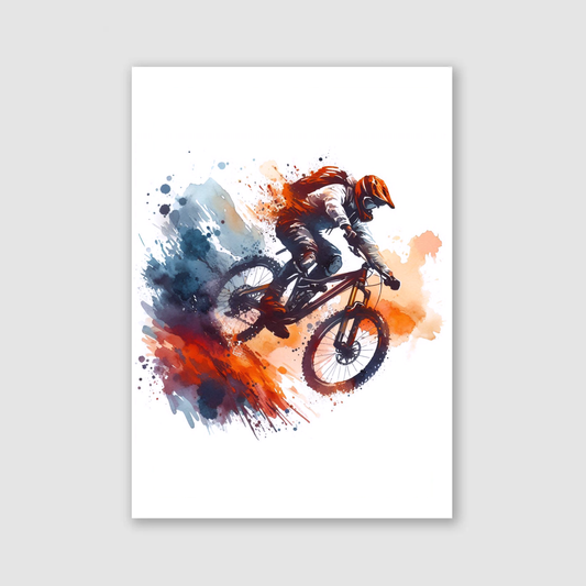 Orange Mountain Biking Print - Biking & BMX Collection