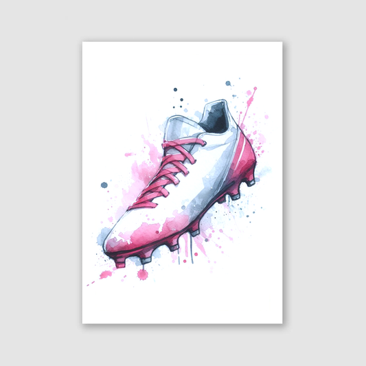 Pink & White Football Boot Art Print - Football Collection