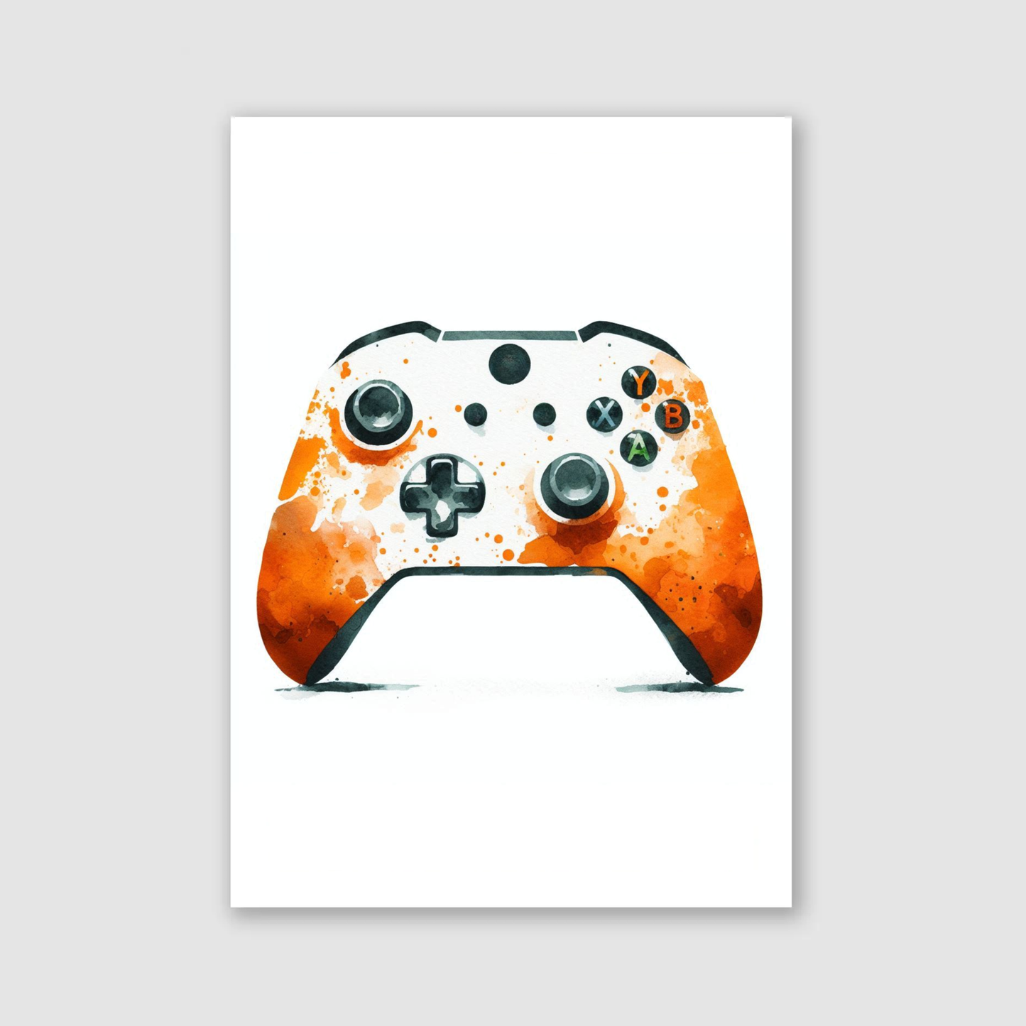 Orange & White Controller Art Print - Gaming Collection