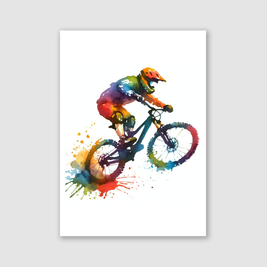 Colourful Mountain Biking Print - Biking & BMX Collection