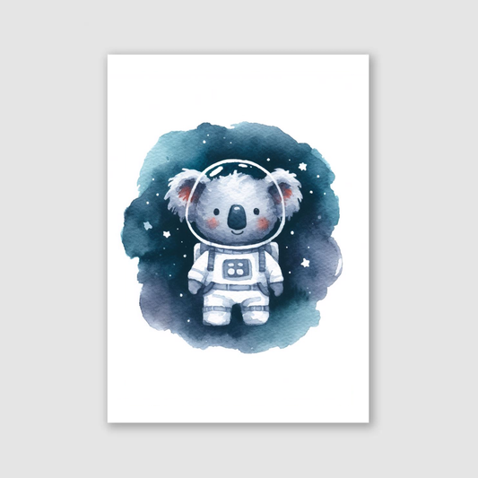 Koala Spaceman Print - Nursery Space Collection