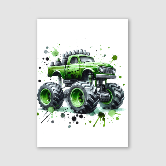 Green Monster Truck Print - Vehicles Collection