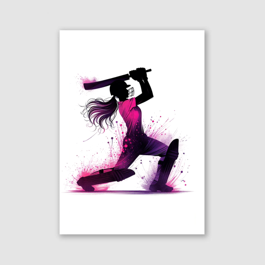 Pink Girls Cricket Batsman Print - Cricket Collection