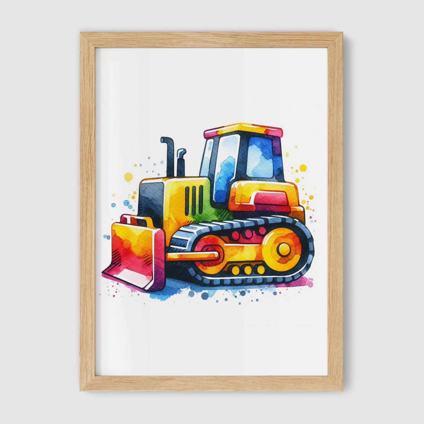 Multicoloured Bulldozer Print - Construction Collection