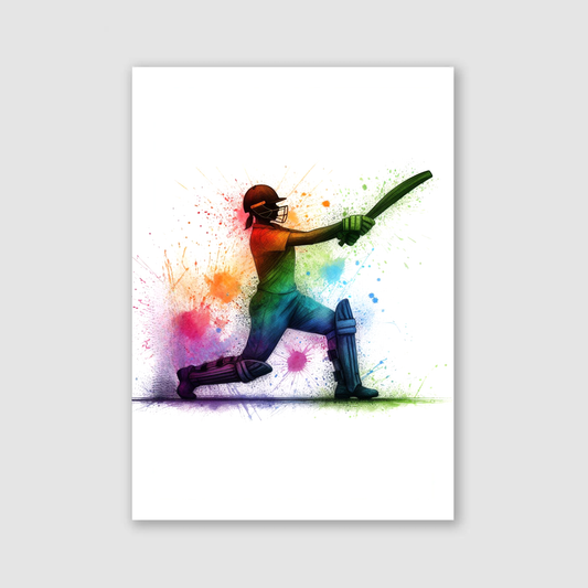 Colourful Girls Cricket Batsman Print - Cricket Collection