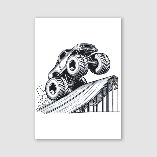 Monster Truck Line Art Print - Vehicles Collection