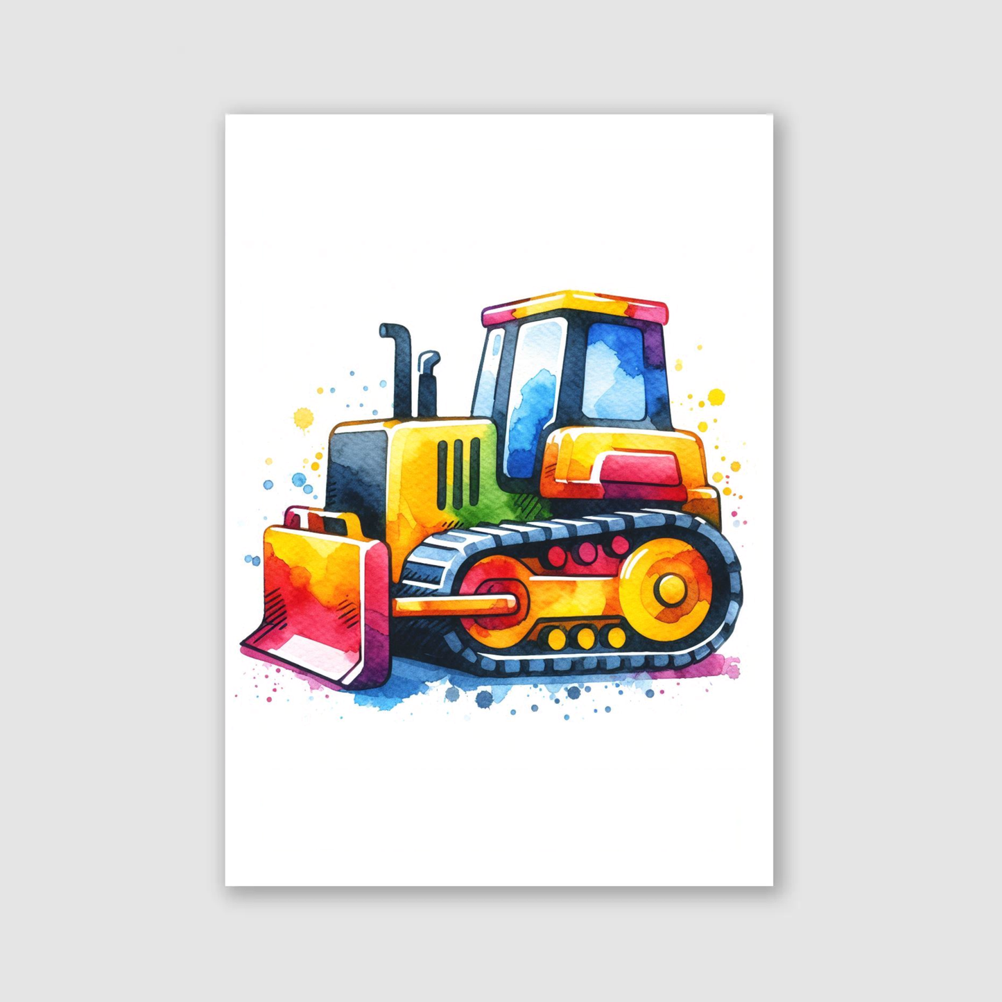 Multicoloured Bulldozer Print - Construction Collection