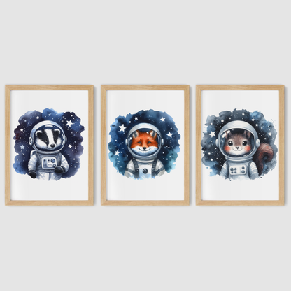 Woodland Animals Space Print Set - Nursery Space Collection Set of 3