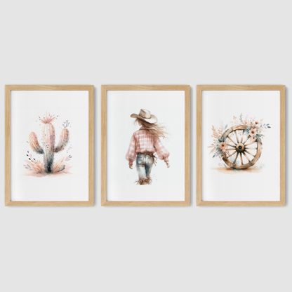 Cowgirl Print Set - Horse & Pony Collection Set of 3