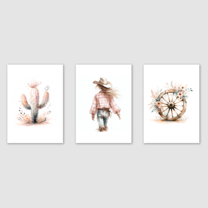 Cowgirl Print Set - Horse & Pony Collection Set of 3