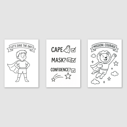 Cape, Mask, Confidence Print Set - Superhero Collection Set of 3