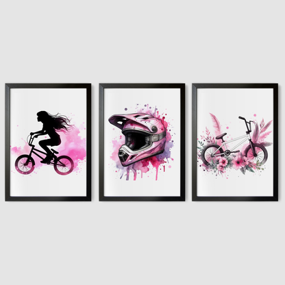 Pink BMX Print Set - Biking & BMX Collection Set of 3