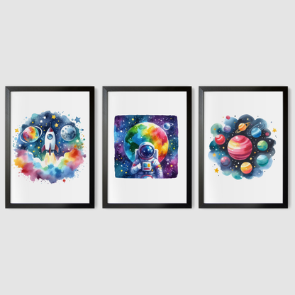 Colourful Space Print Set - Nursery Space Collection Set of 3