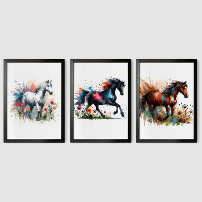 Watercolour Horse Print Set - Horse & Pony Collection Set of 3