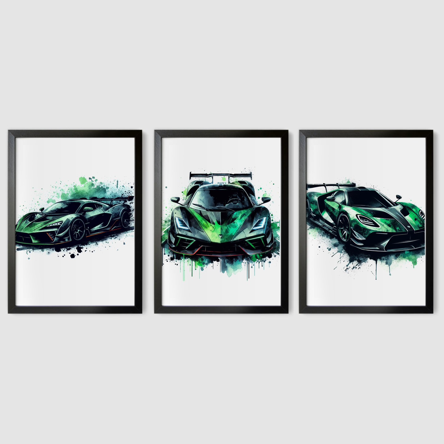 Green Supercar Print Set - Vehicle Collection Set of 3