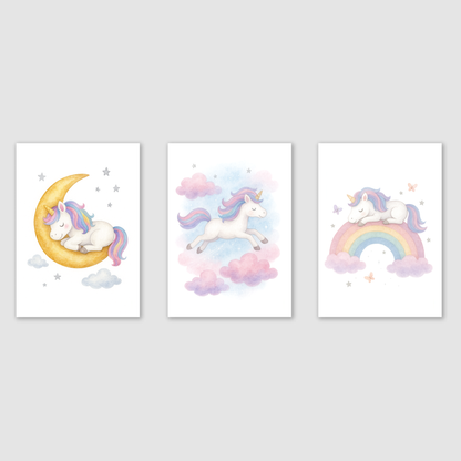 Dreamy Unicorn Adventures Print Set - Unicorns Collection Set of 3