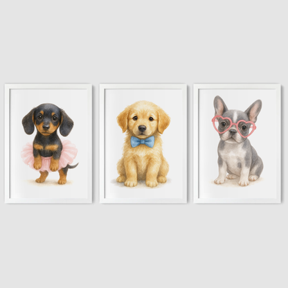 Puppy Playtime Print Set - Cute Pets Collection Set of 3