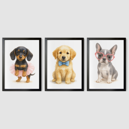Puppy Playtime Print Set - Cute Pets Collection Set of 3