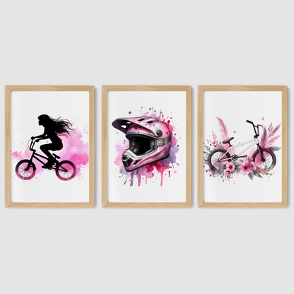 Pink BMX Print Set - Biking & BMX Collection Set of 3